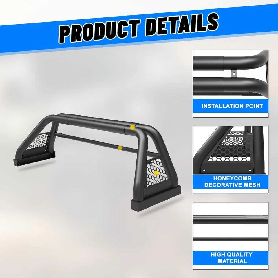 Steel Sport Bar Truck Bed Chase Rack Roll Bar For 2011-2025 RAM 1500/2500/3500  Foto 4 de 4