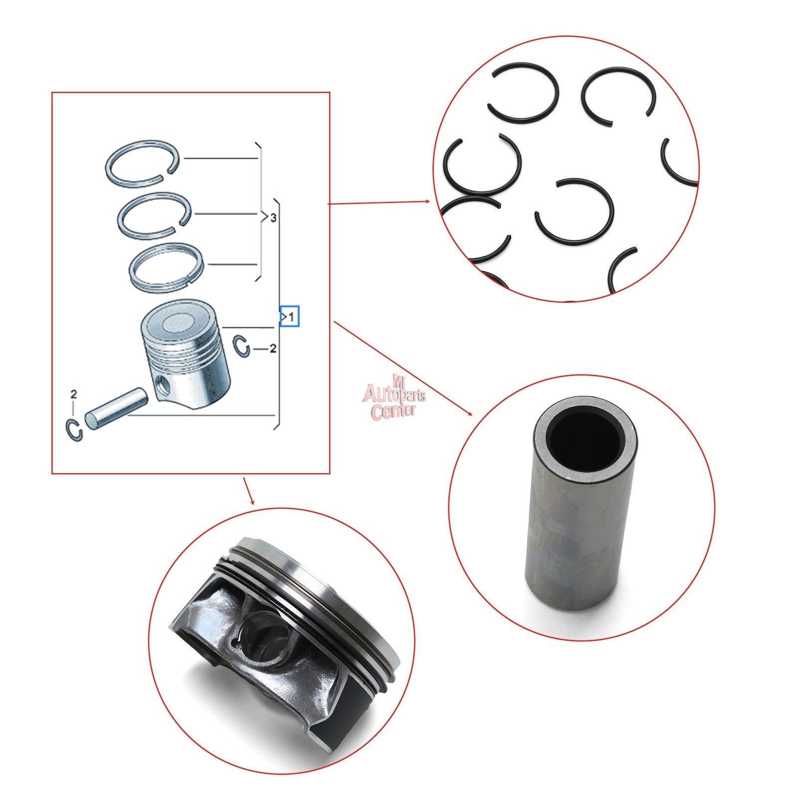 Piston&Ring Assembly Fit For AUDI A4 A5 A7 Sportback Bentley Porsche 06M107066AB