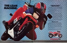 Honda 1986 2 Pg Print Ad 500 Interceptor Motorcycle Red Blue Vintage