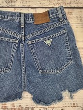 Vintage 80s 90s Guess USA High Rise Denim Shorts Cutoff Jean Shorts Size 29