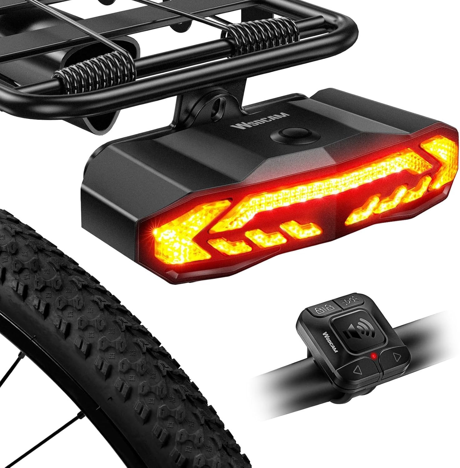 Smart Bike Tail Light with Turn Signals for Rear Bike Rack Mounting