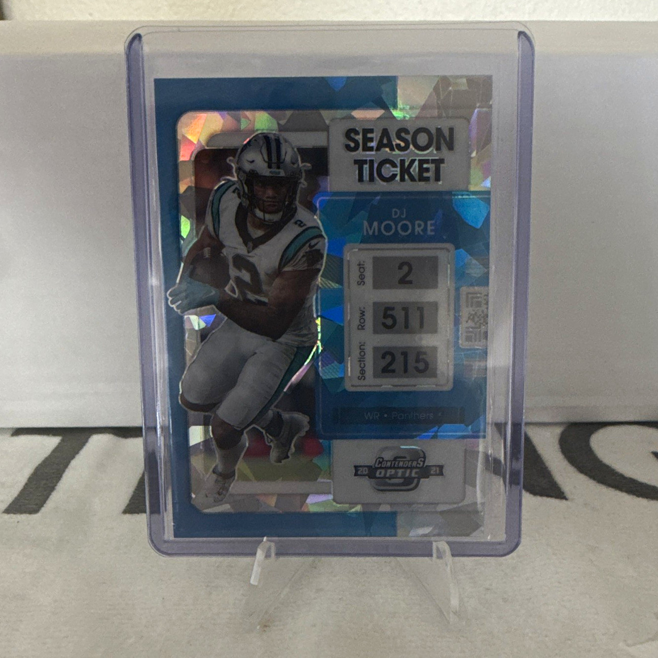 2021 Contenders Optic D.J. Moore Season Ticket Blue Cracked Ice  02/22 JERSEY #