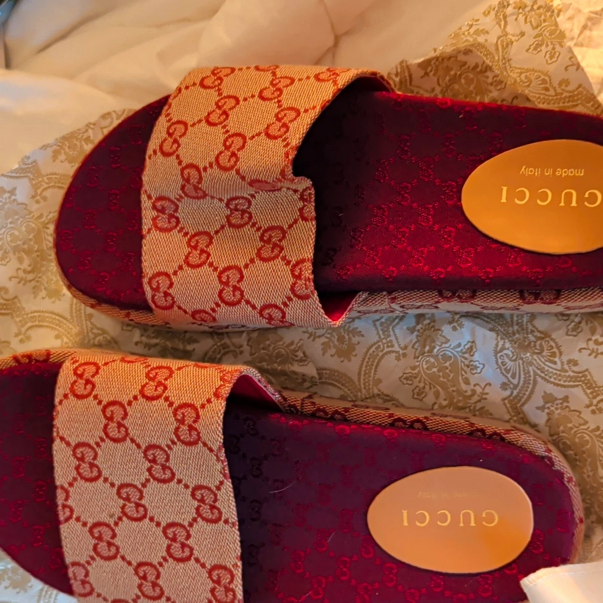 GUCCI ワインレッド ストラップサンダル Gucci Red Sandals for Women for sale - eBay