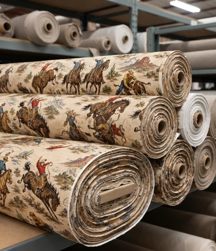 Western Cowboy Retro  Printed Cotton Fabric By The Yard image 3
