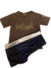 Local Motion Brown Graphic T-Shirt XS  Circo Blue Gray White Elastic Shorts 4T