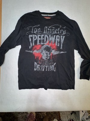 Rare Vintage Los Angeles Speedway Extreme Drifting T-Shirt: Size XL with Scull