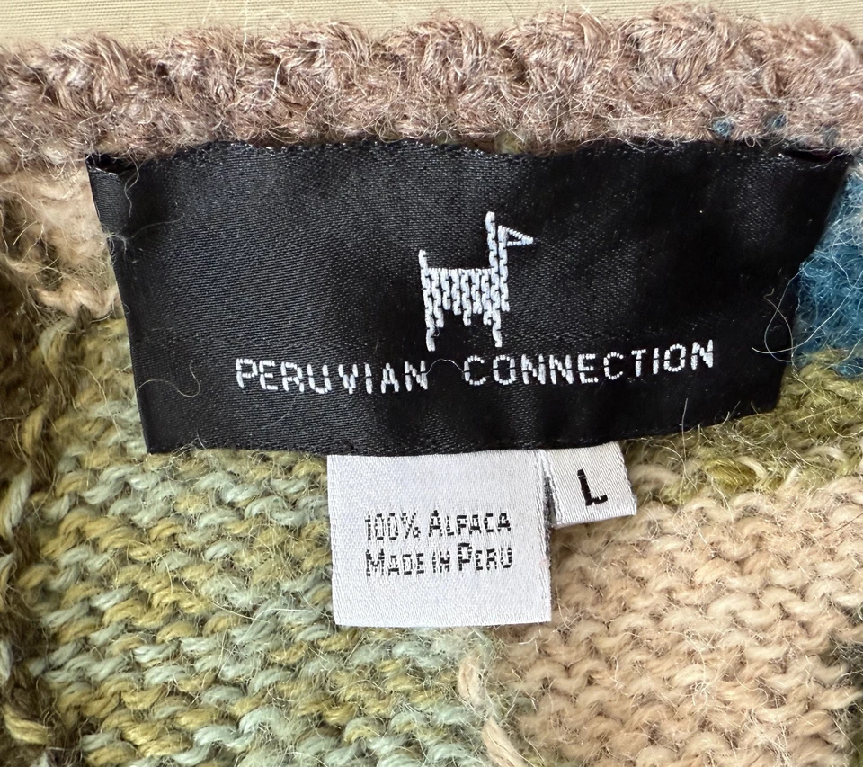 Women’s Peruvian Connection Kaffe Fassett Alpaca Wool V Neck Cardigan Size L - Image 4 of 4