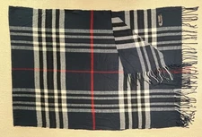 Scarf Blue Red Plaid Rectangle Scraf Fringe Lightweight Cashmere Rayon