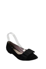 Miu Miu Womens Suede Textured Pointed Toe Bow Front Slip On Flats Black Sz EUR 3