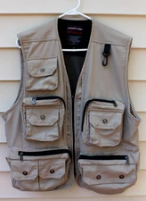 Janiweilong Fishing Photography Vest Men's XXL Beige Khaki 2XL Ext & Int Pockets