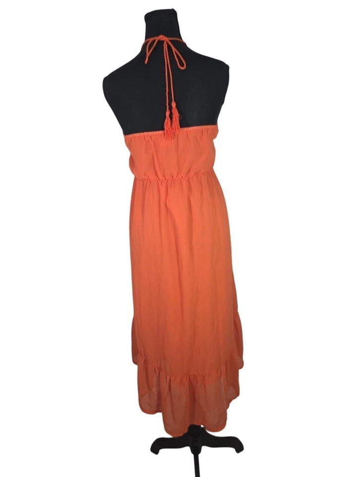 Vestido Halter Boho Babydoll Y2K Flying Tomate Naranja Hada Alto Bajo Talla L  Foto 4 de 4