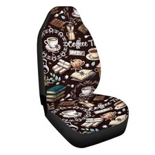 Print Car Seat Cover One Piece Only Soft Stretch Washable Auto Book Coffee