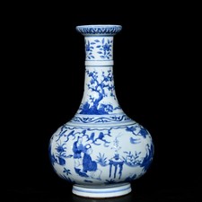 Raro vaso statuina porcellana bianca blu arte antica cinese da collezione