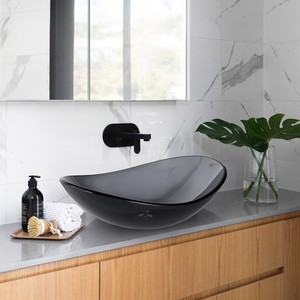 Oval Bathroom Tempered Glass Vessel Sink Vanity Above Counter Top Mount Basin