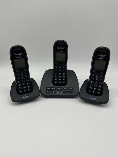 BT 1500 3x Digital Cordless Home Phone Set Answerphone Black Phones Landline