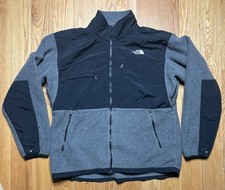 The North Face Men  s Polartec Denali Gray Black Full Zip Fleece Jacket Size XL
