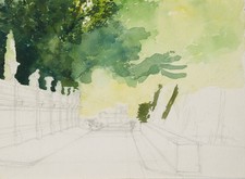 E. FÜRSTENAU (*1862), Architekturskizze. Park Sanssouci, um 1920, Aq. Barock