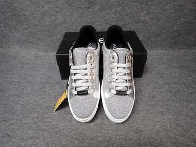 NEW Valentino Sela Italian Platform Logo Sneaker Silver Women's Size 9 (SS93)