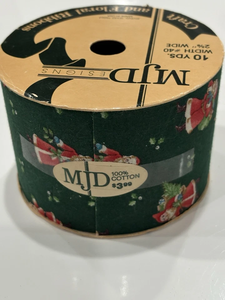 Cinta de Navidad vintage de Papá Noel MJDesigns 10 yardas decoración artesanal retro 3 carretes Foto 4 de 4