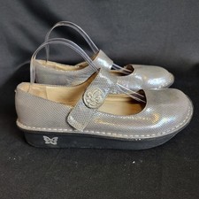 Alegria Paloma Womens Mary Jane Shoes Silver Metallic Buckle 40EU 9.5US 
