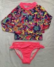 Penelope Mack Girl's Size 8 2 Piece Long Sleeve Rash Guard Tankini Swimsuit NEW