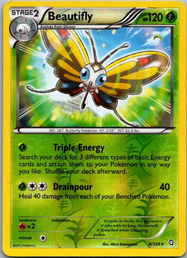 Beautifly 8/124 Reverse Holo Rare Dragons Exalted Pokemon Lightly Played