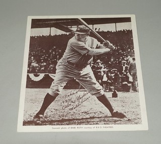RARE ORIGINAL 1948 BABE RUTH YANKEES RKO THEATRES BASEBALL PREMIUM PHOTO NICE!