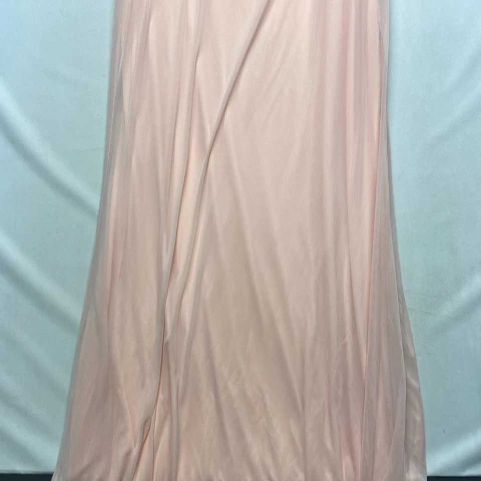 Maxi Vestido de Dama de Honor Kleinfeld Largo de Encaje para Mujer 16 Sujetador Melocotón Acolchado Novia Foto 2 de 4