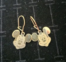 Vintage Sterling Silver MICKEY MOUSE Earrings Gold Vermeil Dangles DISNEY