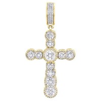 "Jfl 10K Gelbgold Kreis Charm AnhäNger Diamant Halo Cluster 2.25\" 1.50 Ct"