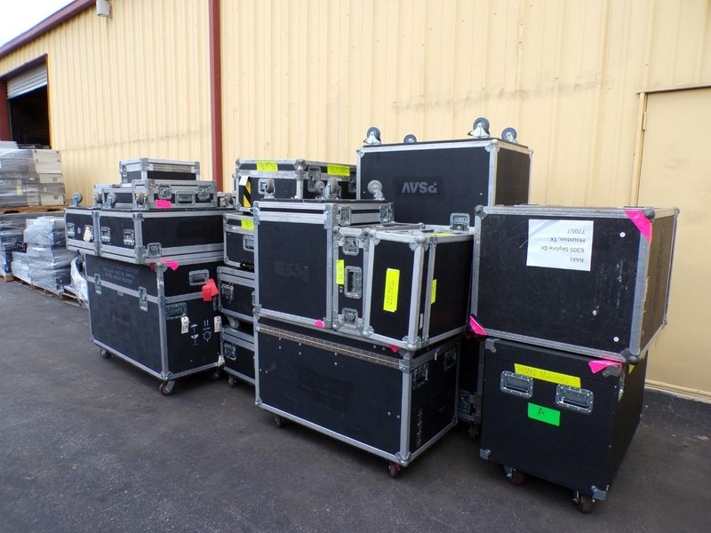 Mixed Lot Of 26 Road Cases w/ Wheels, Custom Foam Inserts For Audio/Video/Lights