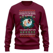 Funny Personalised Husband Christmas Jumper Festive Custom Image Gift For Hus...