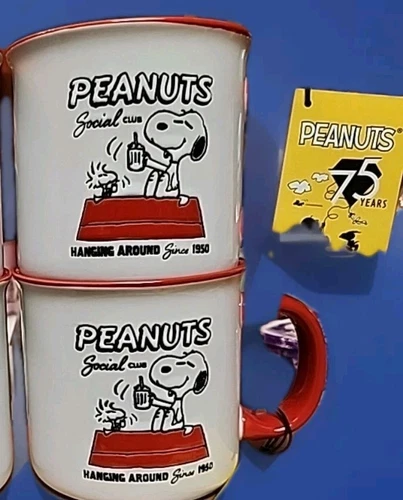Peanuts Social Club  Snoopy & Woodstock 21 oz Mugs Set Of 2