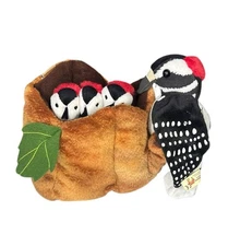 Folkmanis Woodpecker Babies in Nest With Mom Hand Puppet with Sound WORKS