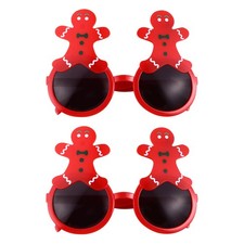 2Pcs Stylish Eyewear Red Gingerbread Eyeglass Funny Photo Props