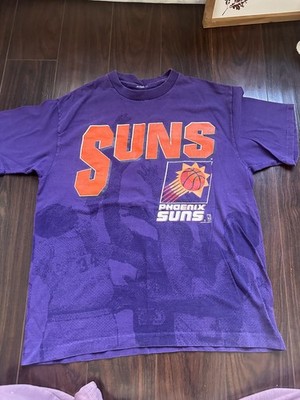 Vintage 90s Phoenix Suns L T-Shirt Made in USA Single Stitch Graphic NBA Purple