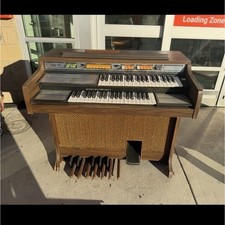 Electric Organ 2-Manual Dual Keyboards 88 Keys w/ Bass Pedals, Brown