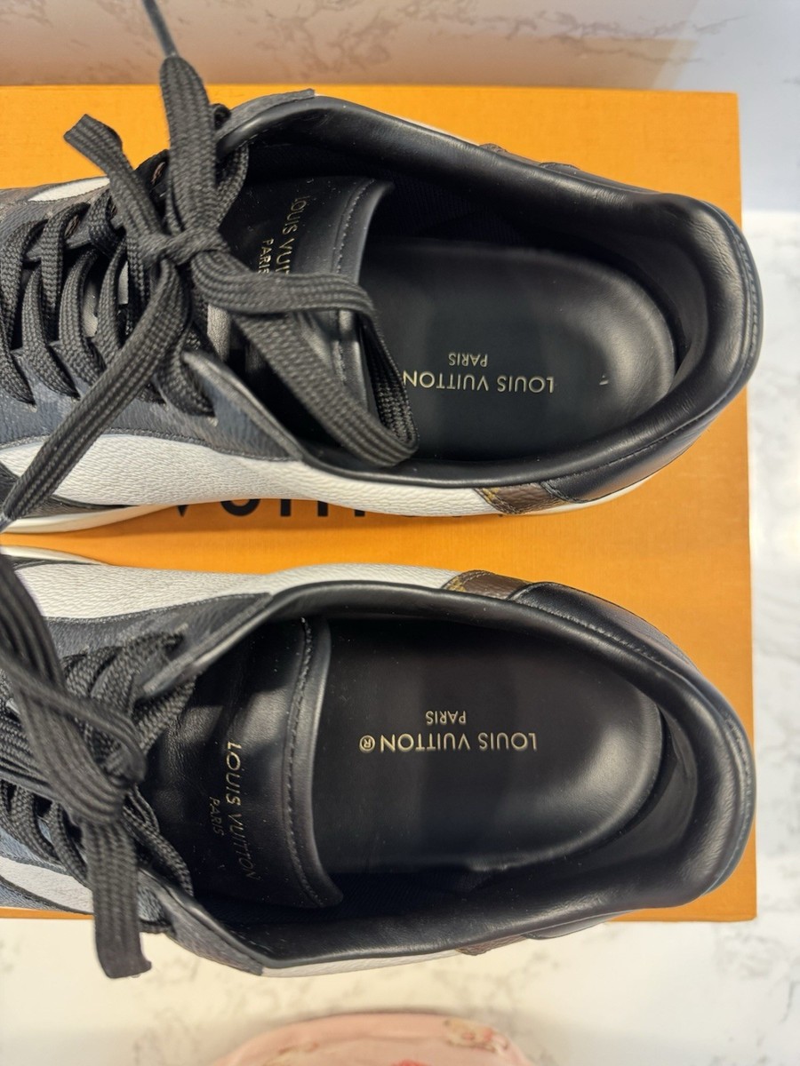 Louis Vuitton Logo Low Top Sneakers Black White Brown Leather MS