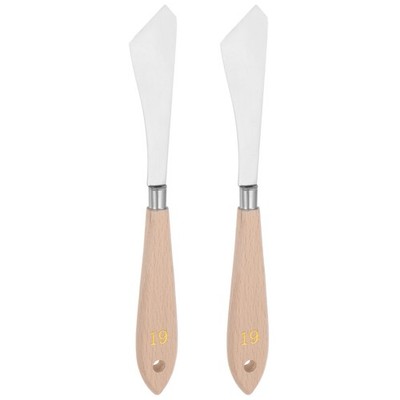 2Pack 24mm No.19 Oil Painting Palette Knives Stainless Steel Spatula Wood Handle
