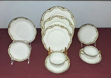 10 pc. Place Setting Haviland Limoges France Clover Leaf Gold Edges Schleiger 98