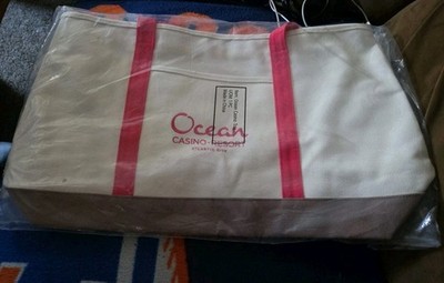 Brand New The Ocean Tote Beach Bag Atlantic City cream Smoke/Pet Free NWOT