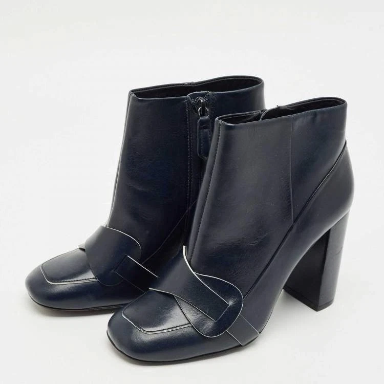 Botas Tory Burch de cuero azul marino hasta el tobillo talla 6,5 Foto 4 de 4