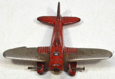 Vintage Hubley U.S.A. Cast Metal Airplane - 1930's/40's - Red Silver