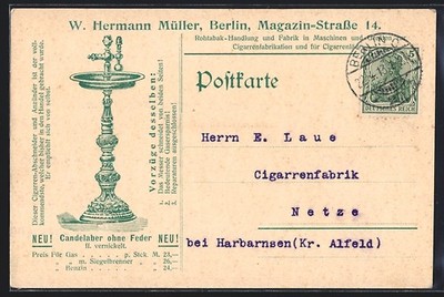 AK Berlin, Tabakhandlung W. Hermann Müller, Magazin-Straße 14, Candelaber ohne  