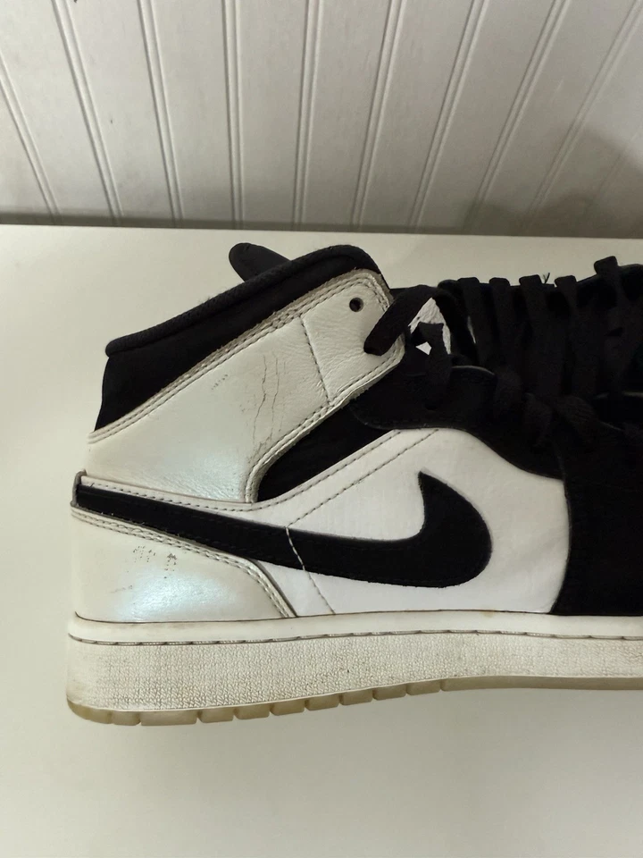 Nike Jordan 1 Mid SE Hombres 10 Negro Blanco Diamante DH6933-100 Foto 4 de 4