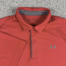 Under Armour Tech Golf Polo Shirt Performance Men's Loose Fit Red Size XXL 2XL