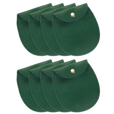 8Pcs 9 x 13 cm Snap Button Jewelry Velvet Gift Bags Organizer Green