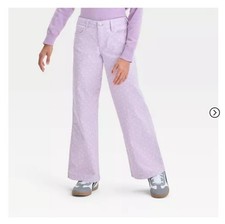 NWT Art Class Wide Leg Stretch Heart Print Canvas Pants Size 12