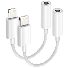 Apple MFi Certified 2 Pack Lightning to 3.5 mm Headphone Jack White/Lightning