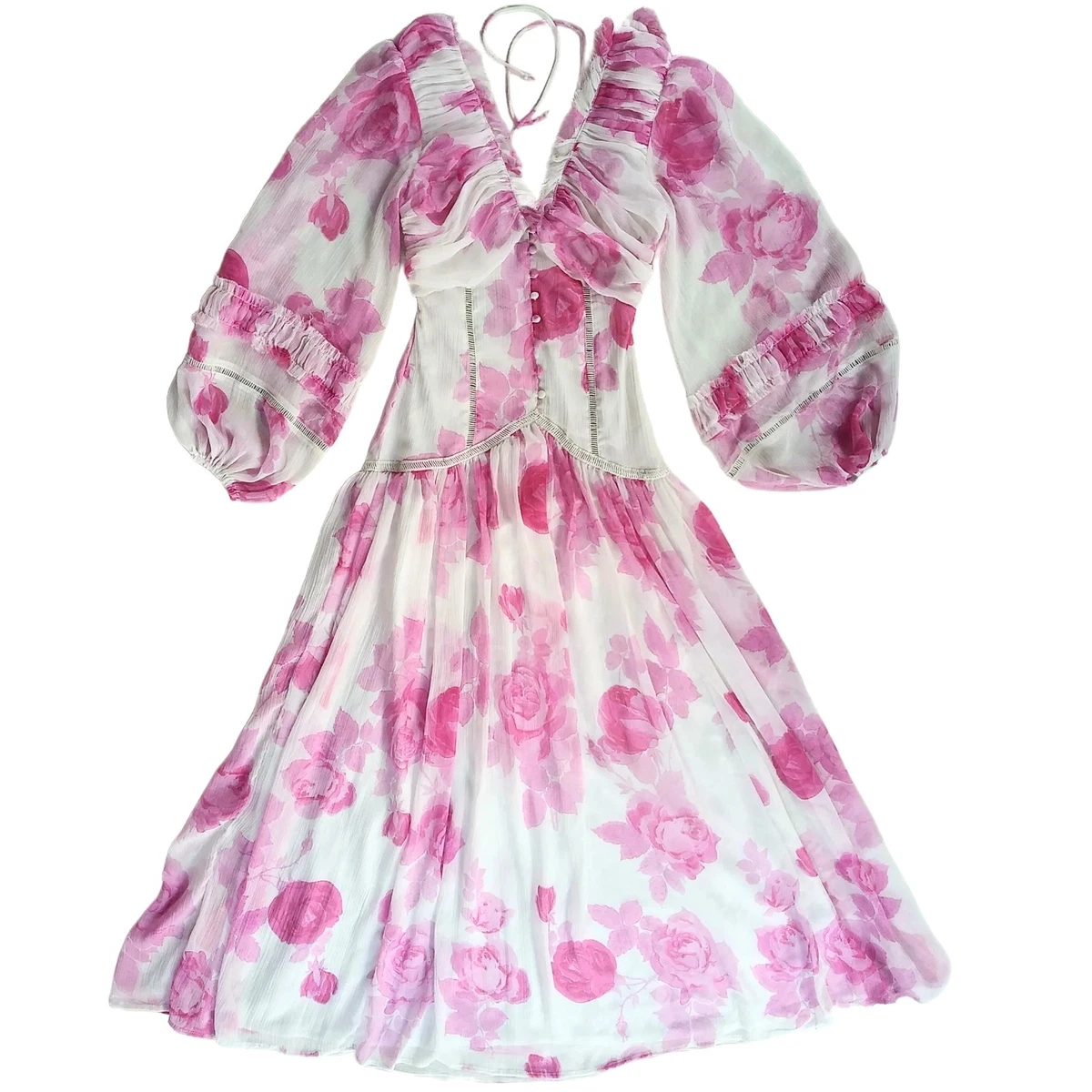 chinese dress ladies ASOS Luxe Lace Bubble Hem Mini Dress With Puff Sleeves In Pink main image 0